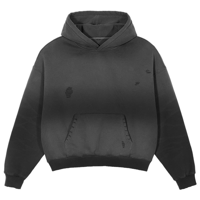 Hanorac bărbătesc cu glugă, fleece gros, umeri coborâți, guler înalt, buzunar tip kengur