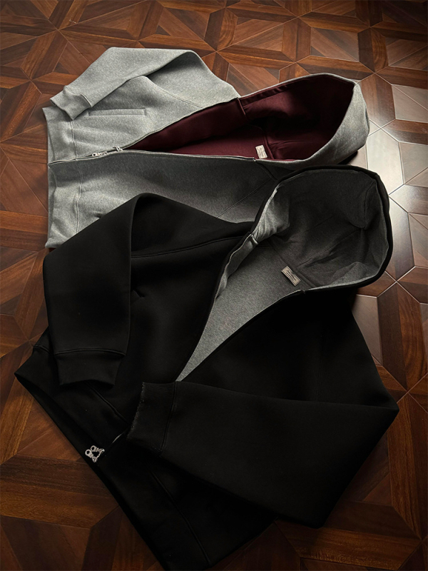 Vīriešu kapuci džemperis ar rāvējslēdzēju, 350–400 g poliestera audums, sānu kabatas