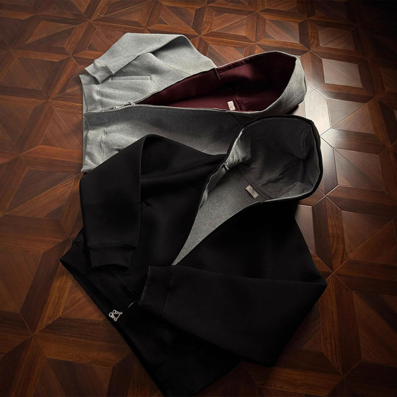 Vīriešu kapuci džemperis ar rāvējslēdzēju, 350–400 g poliestera audums, sānu kabatas