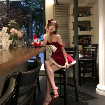 Φόρεμα πριγκίπισσας με μεγάλο φιόγκο, τοπ χωρίς τιράντες, λαμπερή εμφάνιση, πολυεστερική ύφανση - κοστούμι για χριστουγεννιάτικο πάρτι