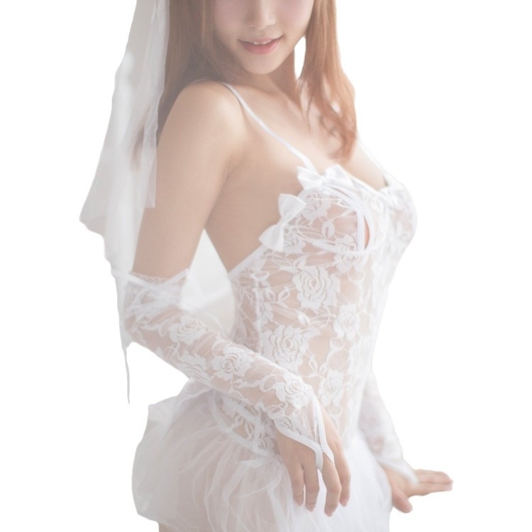 Σετ νυφικού εσωρούχων με βέλο — δαντέλα, ύφασμα δίχτυ, νάιλον 80–90%, για γυναίκες