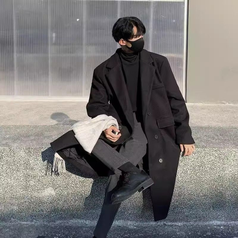 Corduroy moterų paltas iki kelių ilgio, laisvas kirpimas, dvigubo užsegimo, švarko apykaklė