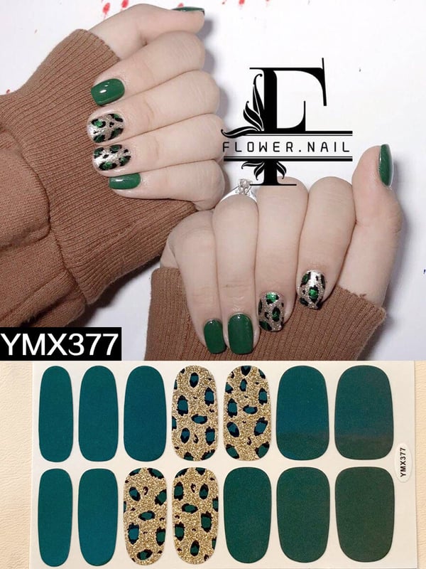 Nauji leopardo rašto nagų lipdukai, atsparūs vandeniui ir ilgai išliekantys, 14 lipdukų, nagų dekoracijos, ekologiški lipdukai, YMX369-405