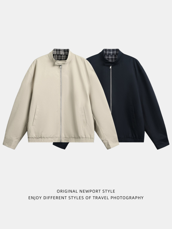 Harrington jakna sa stojećim ovratnikom, širok kroj, zatvaranje zipom, 100% poliester, bočni džepovi, jesenski model