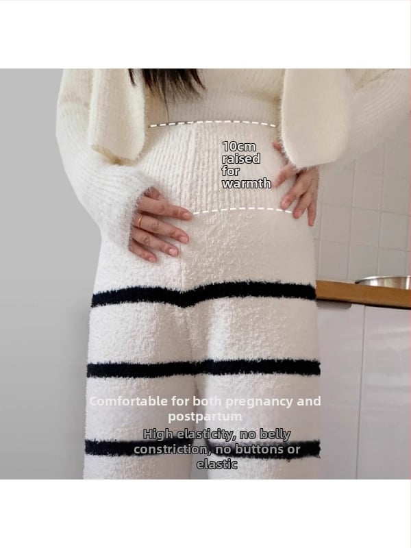 Nėščiųjų žieminės kelnės rudens–žiemos sezonui, patogios, nespaudžia pilvo, tinkamos nešioti lauke, mažo sudėjimo figūrai, kasual stiliaus japonų/korejiečių leisure, daugiau nei 95% poliesterio