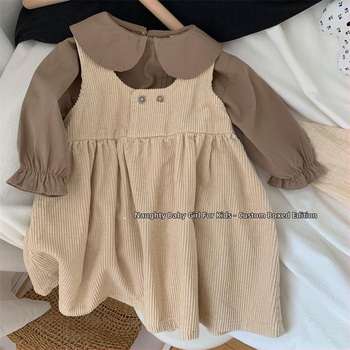 Mergaitei petnešinė suknelė A linijos, Korėjos stiliaus, terry audinys, vienspalvė, akrilo padas, pavasario-rudens sezonui