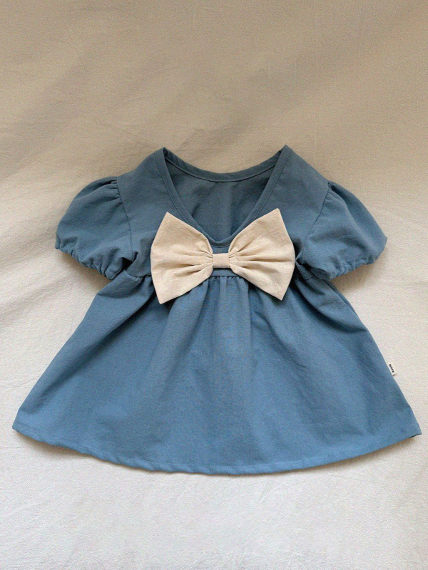 Kūdikio vasaros suknelė, korėjietiško stiliaus, Combed cotton, 95% medvilnė, gėlių raštas, raukšėti sijonai