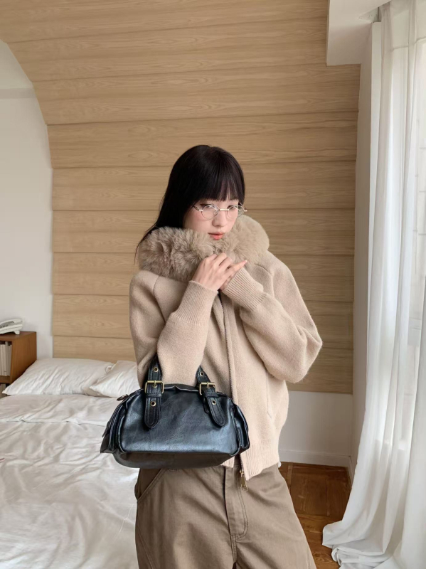 Cardigan femei cu glugă în stil coreean, fermoar, tricot din bumbac, mâneci lungi, croială regulată