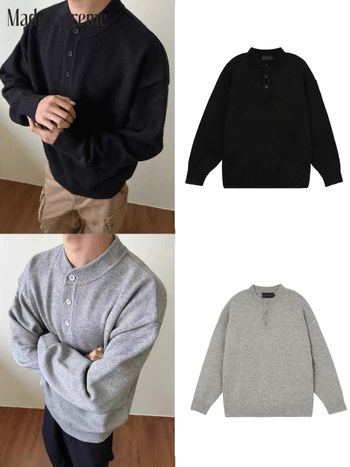 Unisex pleteni pulover s okruglim izrezom, dugi rukav, široki kroj, jesen 2024, smjesa vlakana akrila (50%)