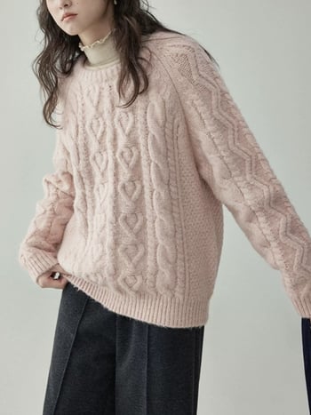 Beidao pulover stil japonez cu guler rotund, croi lejer, tricotat cu cablu, mâneci lungi, Iarna 2025