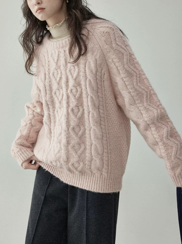 Beidao pulover stil japonez cu guler rotund, croi lejer, tricotat cu cablu, mâneci lungi, Iarna 2025