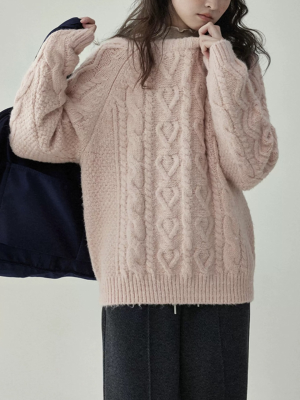 Beidao pulover stil japonez cu guler rotund, croi lejer, tricotat cu cablu, mâneci lungi, Iarna 2025