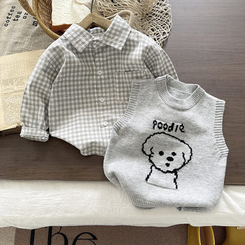 Unisex dječji trodjelni set: hlače, majica s dugim rukavima i džemper, denim materijal 85% pamuka, motiv karikatura i slova, za uzrast 3–8 godina, jesen