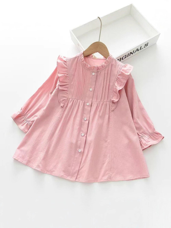 Meitenēm korejas stilā džinsa kleita ar garām piedurknēm, A līnijas siluets, 70–80% kokvilna, vecums 3–8 gadi, rudens 2025