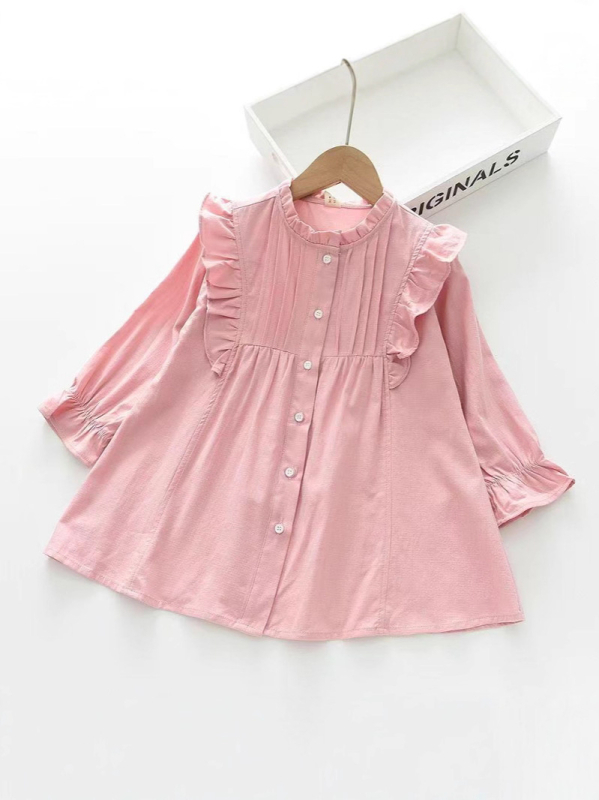 Meitenēm korejas stilā džinsa kleita ar garām piedurknēm, A līnijas siluets, 70–80% kokvilna, vecums 3–8 gadi, rudens 2025