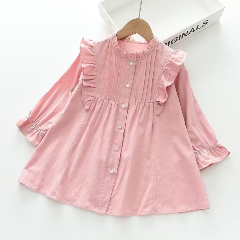 Meitenēm korejas stilā džinsa kleita ar garām piedurknēm, A līnijas siluets, 70–80% kokvilna, vecums 3–8 gadi, rudens 2025