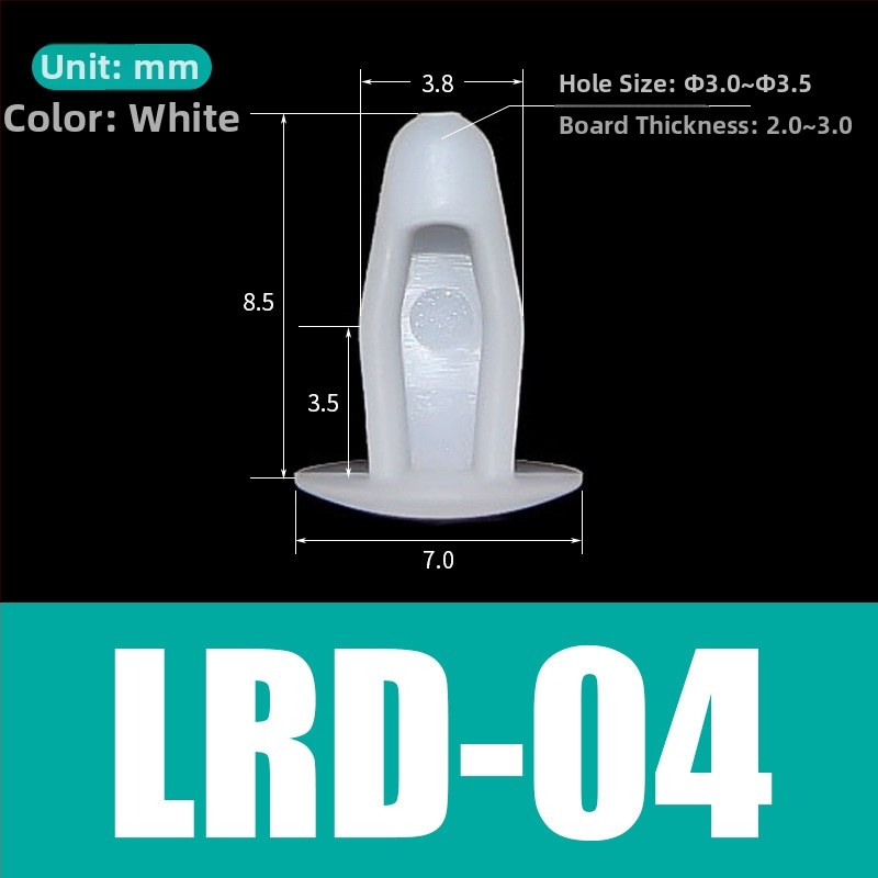 Nylonový nýt pre fixáciu PCB a strojových dosiek – LRD-04, Materiál: nylon, Typ nýtu