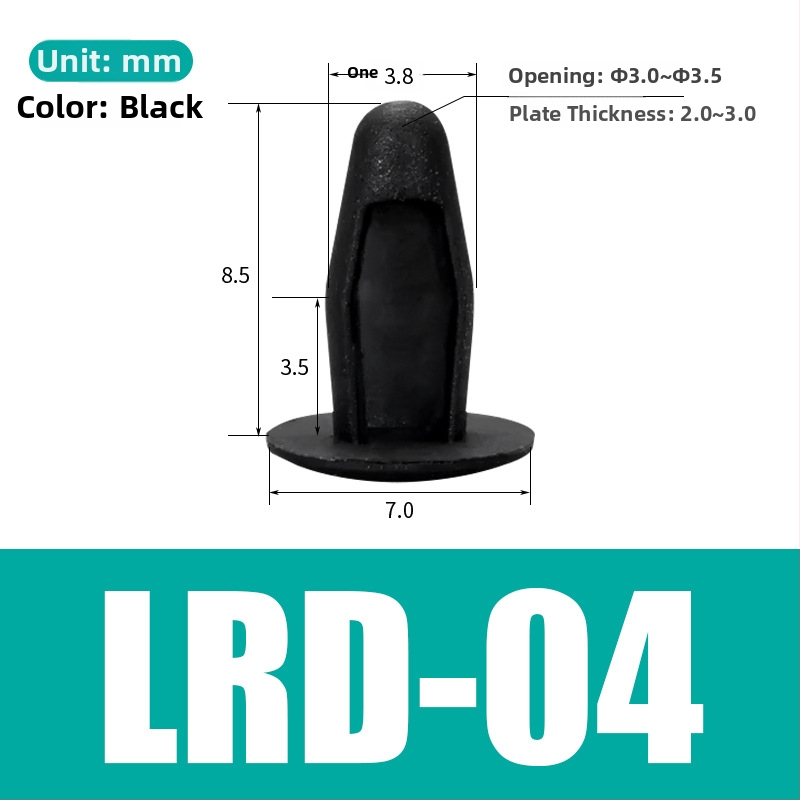 Nylonový nýt pre fixáciu PCB a strojových dosiek – LRD-04, Materiál: nylon, Typ nýtu