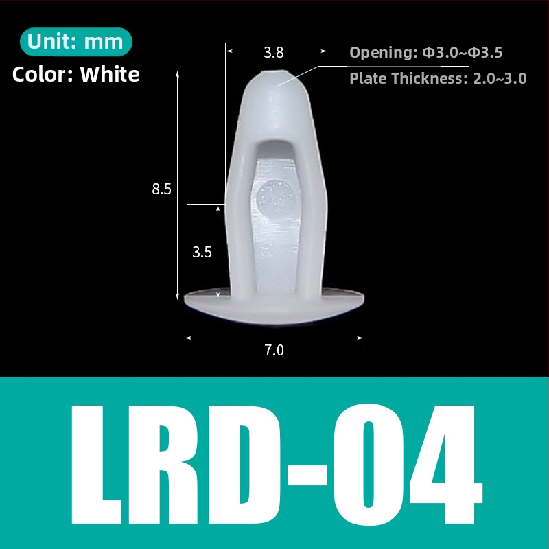 Nylonový nýt pre fixáciu PCB a strojových dosiek – LRD-04, Materiál: nylon, Typ nýtu