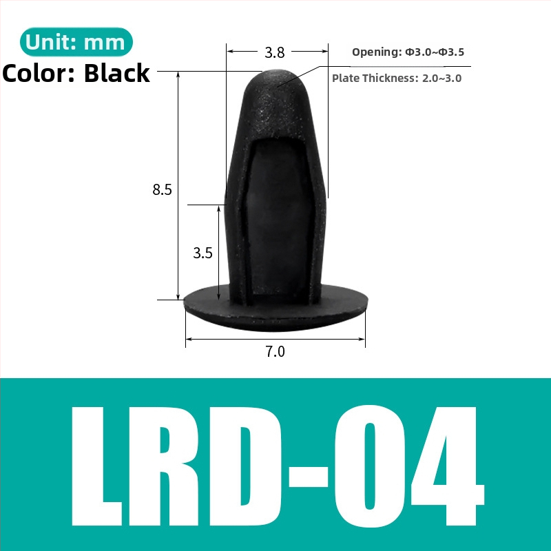 Nylonový nýt pre fixáciu PCB a strojových dosiek – LRD-04, Materiál: nylon, Typ nýtu