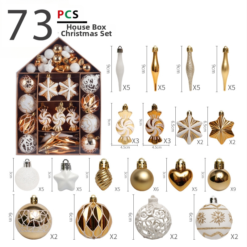 Plastiko Kalėdinių ornamentų rinkinys su namo motyvu, rankų darbo, skirtas įmonių dovanoms