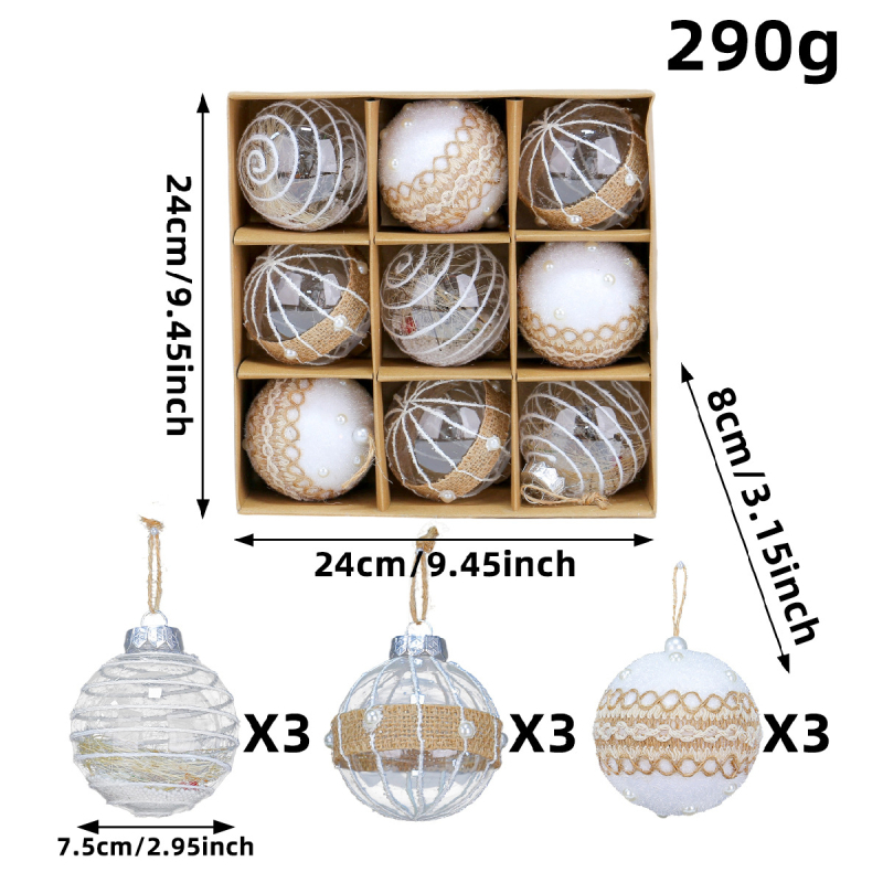 Karácsonyi díszek készlet papírdobozban – műanyagból, márka Love of Hong Kong, dekoráció, modern minimalista stílus, karácsonyra alkalmas.