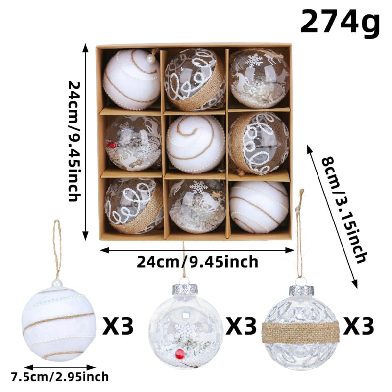 Karácsonyi díszek készlet papírdobozban – műanyagból, márka Love of Hong Kong, dekoráció, modern minimalista stílus, karácsonyra alkalmas.