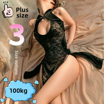 Plus-size sexy cheongsam noćna haljina s otkrivenim dekolteom