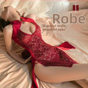 Plus-size sexy cheongsam noćna haljina s otkrivenim dekolteom