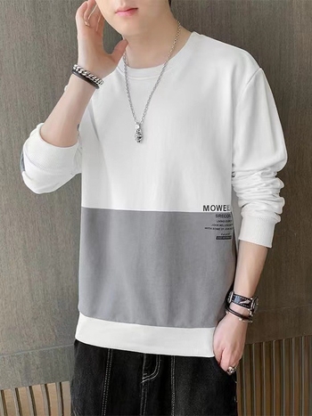 Vīriešu korejiešu stila džemperis, apaļā kakla izgriezums, garas piedurknes, šaurs piegriezums, burti drukā, poliestera audums