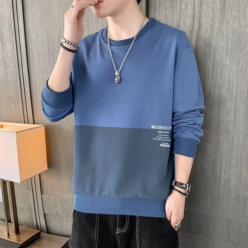 Vīriešu korejiešu stila džemperis, apaļā kakla izgriezums, garas piedurknes, šaurs piegriezums, burti drukā, poliestera audums