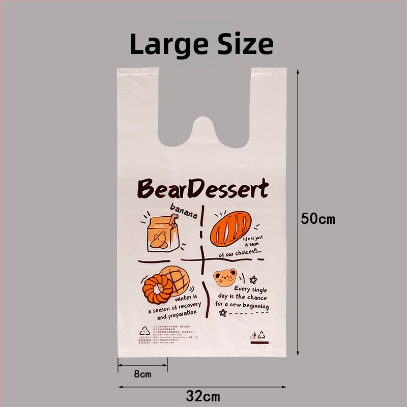 Maisto saugos plastikinis dviejų sluoksnių įpakavimo maišelis, itin storas, 6 milio storis, kepimui skirtas tote stiliaus