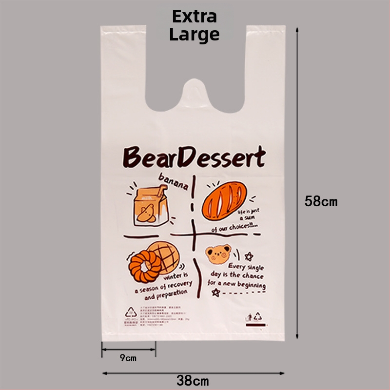 Maisto saugos plastikinis dviejų sluoksnių įpakavimo maišelis, itin storas, 6 milio storis, kepimui skirtas tote stiliaus