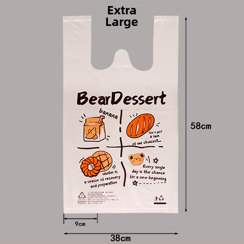 Maisto saugos plastikinis dviejų sluoksnių įpakavimo maišelis, itin storas, 6 milio storis, kepimui skirtas tote stiliaus