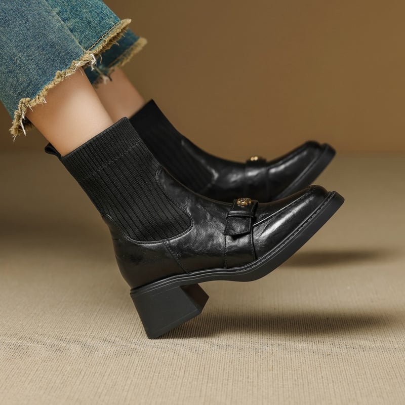 Női velúr bokacsizma kerek orral, koreai stílus, alacsony szár, középmagas sarok 3-5 cm