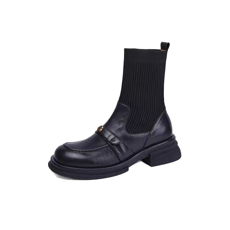 Női velúr bokacsizma kerek orral, koreai stílus, alacsony szár, középmagas sarok 3-5 cm