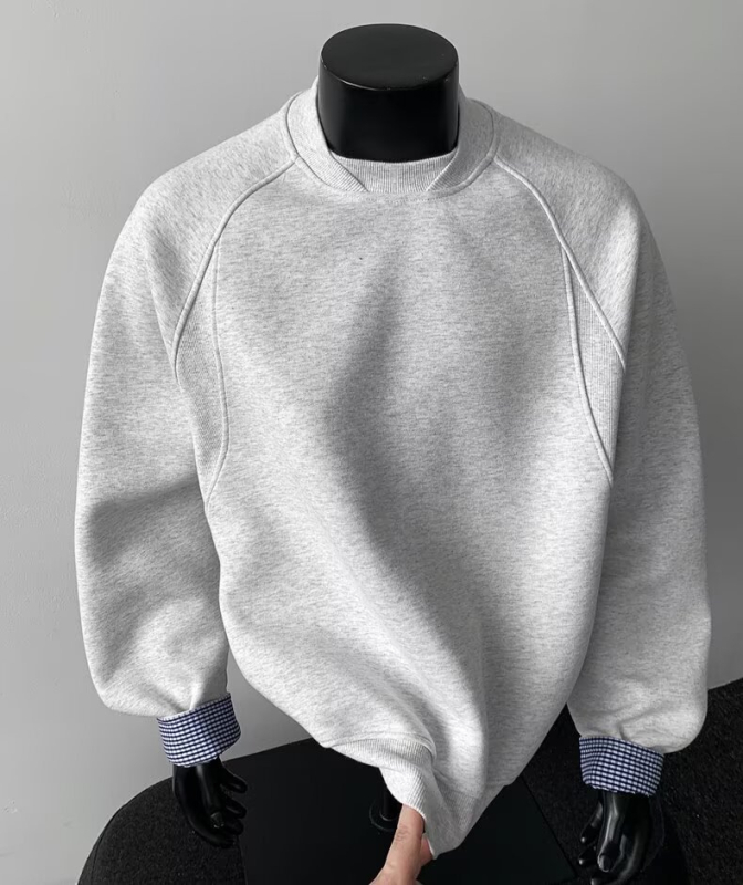 Deokonstruēts patchwork džemperis, kokvilnas maisījums 51–70%, raglanu piedurknes, bez apkakles, apaļš kakla izgriezums, puloveris, brīvs siluets