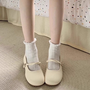 Pantofi femei Mary Jane, vârf rotund, toc mic și gros, curea cu cataramă, talpă din cauciuc