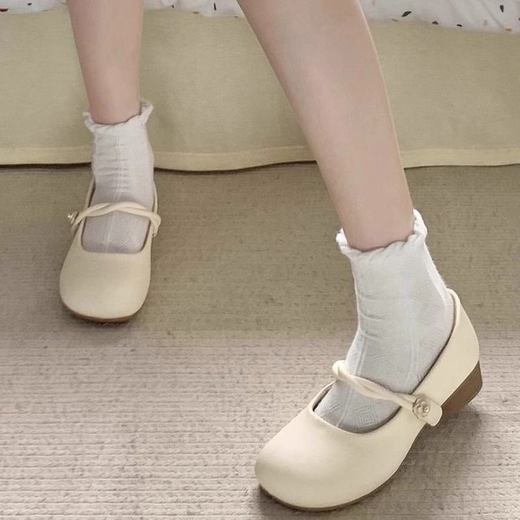 Pantofi femei Mary Jane, vârf rotund, toc mic și gros, curea cu cataramă, talpă din cauciuc