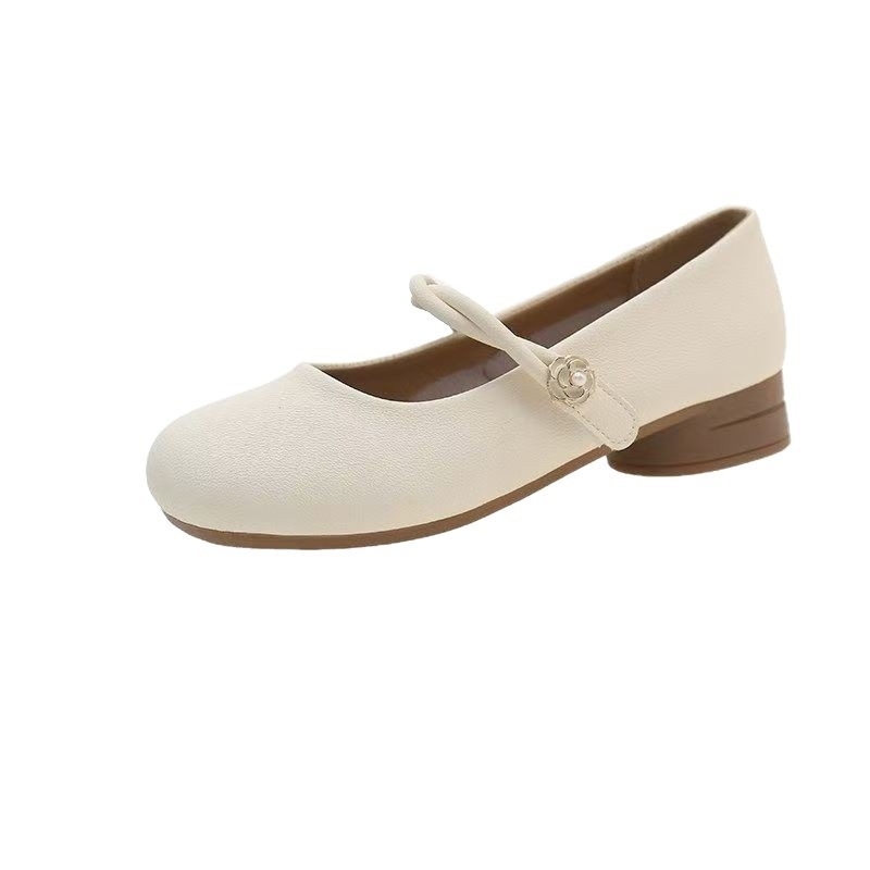 Pantofi femei Mary Jane, vârf rotund, toc mic și gros, curea cu cataramă, talpă din cauciuc
