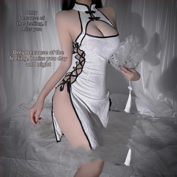 Mežģīņu apakšveļas kleita, iedvesota no ķīniešu stila, ar zeķēm — lomu kostīms sievietēm, poliesters