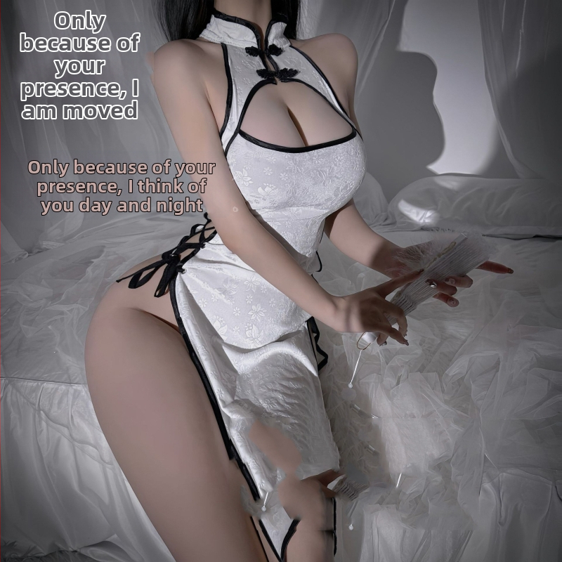 Mežģīņu apakšveļas kleita, iedvesota no ķīniešu stila, ar zeķēm — lomu kostīms sievietēm, poliesters