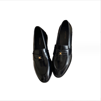 Ženske loafers, Sveučilišni stil, Dvostruka teleća koža gornji dio, Okrugla špička, 3–5 cm debeli pet