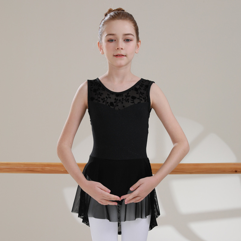 Gyerekek balett gyakorlóruhája – nylon anyag, lágy felület, édes stílus (3–8 év között, 2024 tavasza)