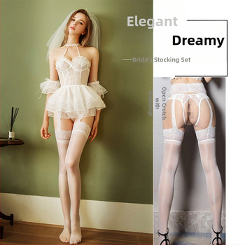 Līgavām iedvesots seksīgs tīkla naktsveļu komplekts, 100% spandex