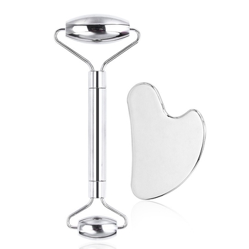 Dehuicheng Veidojo masažo ritinėlį iš nerūdijančio plieno – gua sha įrankis veidui ir akių zonai, rankinis, be elektros, neigiamų jonų funkcija