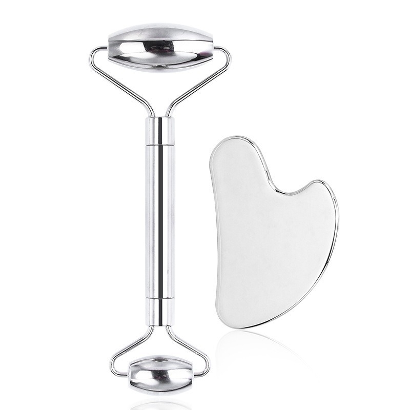 Dehuicheng Veidojo masažo ritinėlį iš nerūdijančio plieno – gua sha įrankis veidui ir akių zonai, rankinis, be elektros, neigiamų jonų funkcija