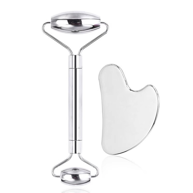 Dehuicheng Veidojo masažo ritinėlį iš nerūdijančio plieno – gua sha įrankis veidui ir akių zonai, rankinis, be elektros, neigiamų jonų funkcija