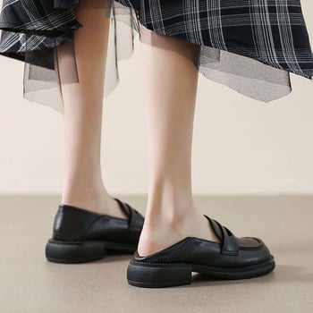 Ženske loaferice: retro stil, mikrovlaknen gornji dio, zaobljena špička, slip-on, niska peta, gumeni potplat