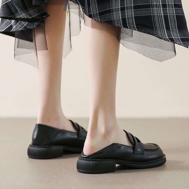 Ženske loaferice: retro stil, mikrovlaknen gornji dio, zaobljena špička, slip-on, niska peta, gumeni potplat